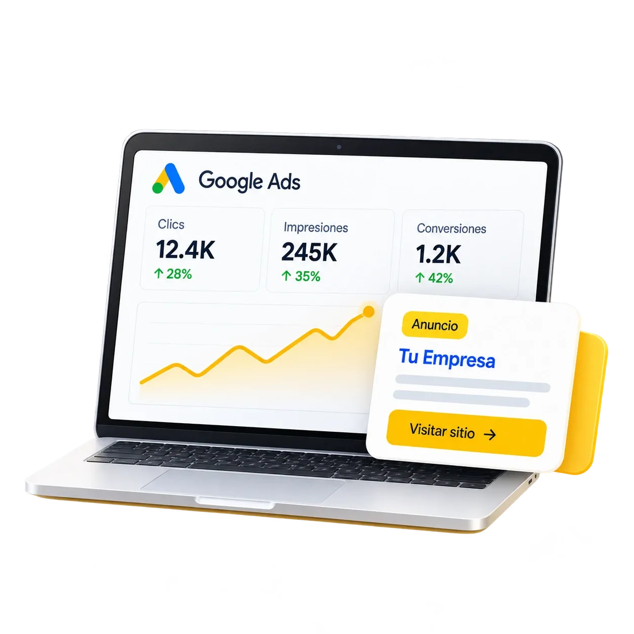 Panel de Google Ads en una laptop