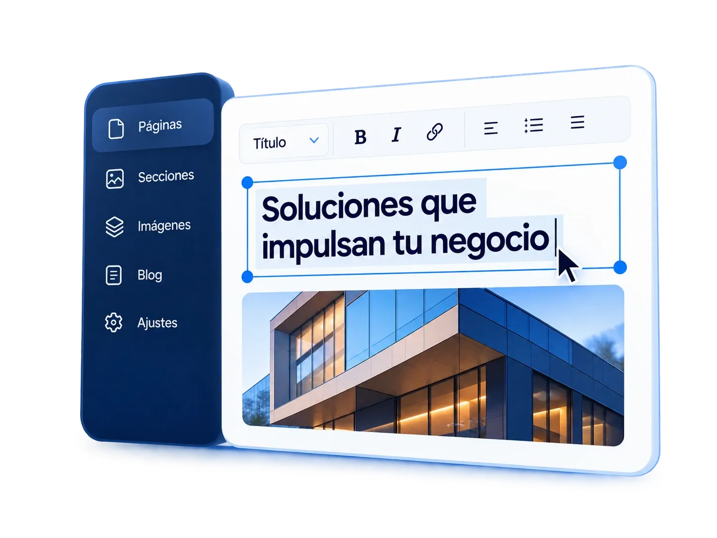 Panel para editar el contenido del sitio